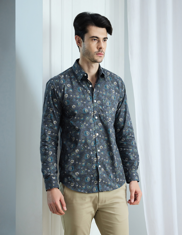 Teal Green Floral Shirt